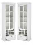Vitrine Fiastra in wei Pinie Landhaus Vitrinenschrank 70 x 201 cm, Soft-Close-Funktion