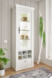 Vitrine Fiastra in wei Pinie Landhaus Vitrinenschrank 70 x 201 cm, Soft-Close-Funktion