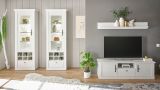 Vitrine Fiastra in wei Pinie Landhaus Vitrinenschrank 70 x 201 cm, Soft-Close-Funktion