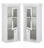 Vitrine Fiastra in wei Pinie Landhaus Vitrinenschrank 70 x 146 cm, Soft-Close-Funktion