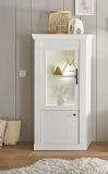Vitrine Fiastra in wei Pinie Landhaus Vitrinenschrank 70 x 146 cm, Soft-Close-Funktion