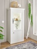 Vitrine Fiastra in wei Pinie Landhaus Vitrinenschrank 70 x 146 cm, Soft-Close-Funktion