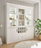 Buffet Fiastra in wei Pinie Landhaus Vitrinenschrank 184 x 207 cm, Soft-Close-Funktion