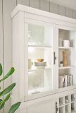 Buffet Fiastra in wei Pinie Landhaus Vitrinenschrank 184 x 207 cm, Soft-Close-Funktion