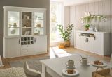 Buffet Fiastra in wei Pinie Landhaus Vitrinenschrank 184 x 207 cm, Soft-Close-Funktion
