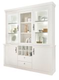 Buffet Fiastra in wei Pinie Landhaus Vitrinenschrank 184 x 207 cm, Soft-Close-Funktion