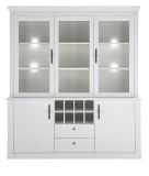 Buffet Fiastra in wei Pinie Landhaus Vitrinenschrank 184 x 207 cm, Soft-Close-Funktion