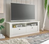 TV-Lowboard Fiastra in wei Pinie Landhaus TV Unterteil 132 cm, Soft-Close-Funktion