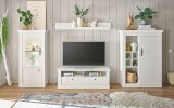 TV-Lowboard Fiastra in wei Pinie Landhaus TV Unterteil 132 cm, Soft-Close-Funktion