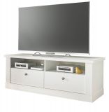 TV-Lowboard Fiastra in wei Pinie Landhaus TV Unterteil 132 cm, Soft-Close-Funktion