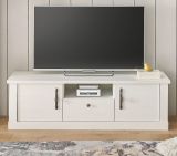 TV-Lowboard Fiastra in wei Pinie Landhaus TV Unterteil 155 cm, Soft-Close-Funktion