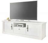TV-Lowboard Fiastra in wei Pinie Landhaus TV Unterteil 155 cm, Soft-Close-Funktion