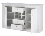 Sideboard Fiastra in wei Pinie Landhaus hohe Kommode 166 x 100 cm, Soft-Close-Funktion