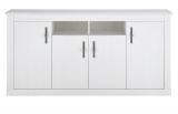Sideboard Fiastra in wei Pinie Landhaus Kommode 201 cm, Soft-Close-Funktion