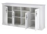 Sideboard Fiastra in wei Pinie Landhaus Kommode 201 cm, Soft-Close-Funktion