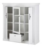 Highboard Fiastra in wei Pinie Landhaus Vitrine 140 x 146 cm, Soft-Close-Funktion
