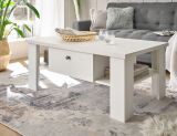 Couchtisch Fiastra in wei Pinie Landhaus Beistelltisch 107 x 67 cm, Soft-Close-Funktion
