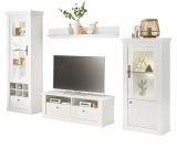 Wohnwand Fiastra in wei Pinie Landhaus Wohnkombination 4-teilig, Soft-Close-Funktion