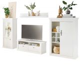 Wohnwand Fiastra in wei Pinie Landhaus Wohnkombination 4-teilig, Soft-Close-Funktion