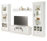 Wohnwand Fiastra in wei Pinie Landhaus Wohnkombination 4-teilig, Soft-Close-Funktion