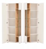 Vitrine Lavell in wei matt und Evoke Eiche Vitrinenschrank 72 x 200 cm, Soft-Close-Funktion