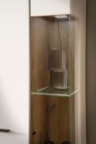 Vitrine Lavell in wei matt und Evoke Eiche Vitrinenschrank 72 x 200 cm, Soft-Close-Funktion