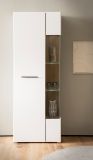 Vitrine Lavell in wei matt und Evoke Eiche Vitrinenschrank 72 x 200 cm, Soft-Close-Funktion