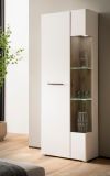 Vitrine Lavell in wei matt und Evoke Eiche Vitrinenschrank 72 x 200 cm, Soft-Close-Funktion