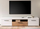 TV-Lowboard Lavell in wei matt und Evoke Eiche TV Unterteil 205 cm, Soft-Close-Funktion