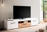 TV-Lowboard Lavell in wei matt und Evoke Eiche TV Unterteil 205 cm, Soft-Close-Funktion