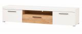 TV-Lowboard Lavell in wei matt und Evoke Eiche TV Unterteil 205 cm, Soft-Close-Funktion