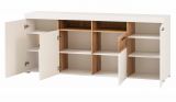 Sideboard Lavell in wei matt und Evoke Eiche Kommode 205 cm, Soft-Close-Funktion
