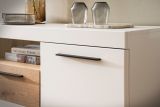 Sideboard Lavell in wei matt und Evoke Eiche Kommode 205 cm, Soft-Close-Funktion