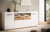 Sideboard Lavell in wei matt und Evoke Eiche Kommode 205 cm, Soft-Close-Funktion