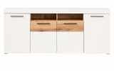 Sideboard Lavell in wei matt und Evoke Eiche Kommode 205 cm, Soft-Close-Funktion