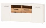 Sideboard Lavell in wei matt und Evoke Eiche Kommode 205 cm, Soft-Close-Funktion
