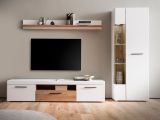 Wohnwand Lavell in wei matt und Evoke Eiche Wohnkombination 3-teilig, Soft-Close-Funktion