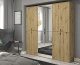 Schuhschrank Line-Up in Artisan Eiche Flurschrank mit Spiegel 30 x 193 cm