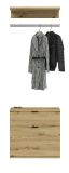Garderobe Set 3-teilig Line-Up in Artisan Eiche Kommode und Kleiderstange 61 cm