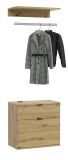 Garderobe Set 3-teilig Line-Up in Artisan Eiche Kommode und Kleiderstange 61 cm