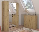 Garderobenschrank mit Spiegel Line-Up in Artisan Eiche Mehrzweckschrank 121 x 193 cm