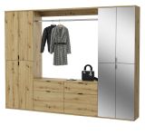 Garderobe Set Line-Up in Artisan Eiche Garderobenschrank mit Spiegel 243 x 193 cm