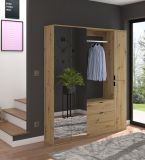 Garderobe Set Line-Up in Artisan Eiche Garderobenschrank mit Spiegel 152 x 193 cm