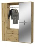 Garderobe Set Line-Up in Artisan Eiche Garderobenschrank mit Spiegel 152 x 193 cm