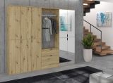 Garderobe Set Line-Up in Artisan Eiche Garderobenschrank mit Spiegel 213 x 193 cm