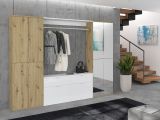 Garderobe Set Line-Up in Artisan Eiche und wei Hochglanz Garderobenschrank mit Spiegel 243 x 193 cm