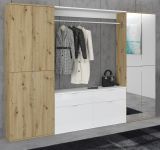 Garderobe Set Line-Up in Artisan Eiche und wei Hochglanz Garderobenschrank mit Spiegel 243 x 193 cm