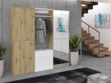 Garderobe Set Line-Up in Artisan Eiche und wei Hochglanz Garderobenschrank mit Spiegel 183 x 193 cm