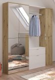 Garderobe Set Line-Up in Artisan Eiche und wei Hochglanz Garderobenschrank mit Spiegel 152 x 193 cm