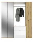 Garderobe Set Line-Up in Artisan Eiche und wei Hochglanz Garderobenschrank mit Spiegel 152 x 193 cm